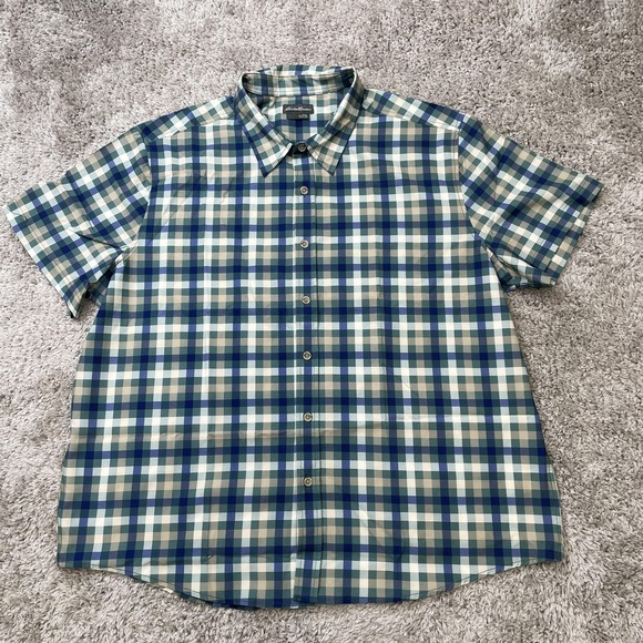 Eddie Bauer Shirt Mens 2XL Plaid Short Sleeve Button Up Stretch Casual - Picture 1 of 11